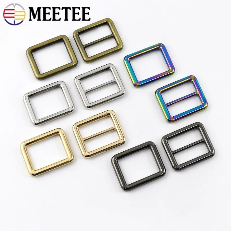 5/10Pcs 15-50mm Metal Tri-Glide Slider Buckle Rectangular Strap Adjuster for Handbag Backpack Belt Sewing Hardware Accessories