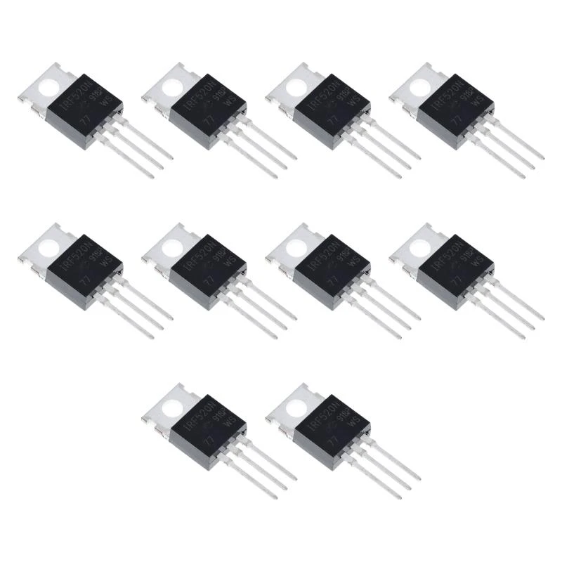 

652F 10Pcs 33Amp 100V IRF540N MOSFET Transistors N-Channel Power Transistors for Power Amplifiers High Pressure Resistant