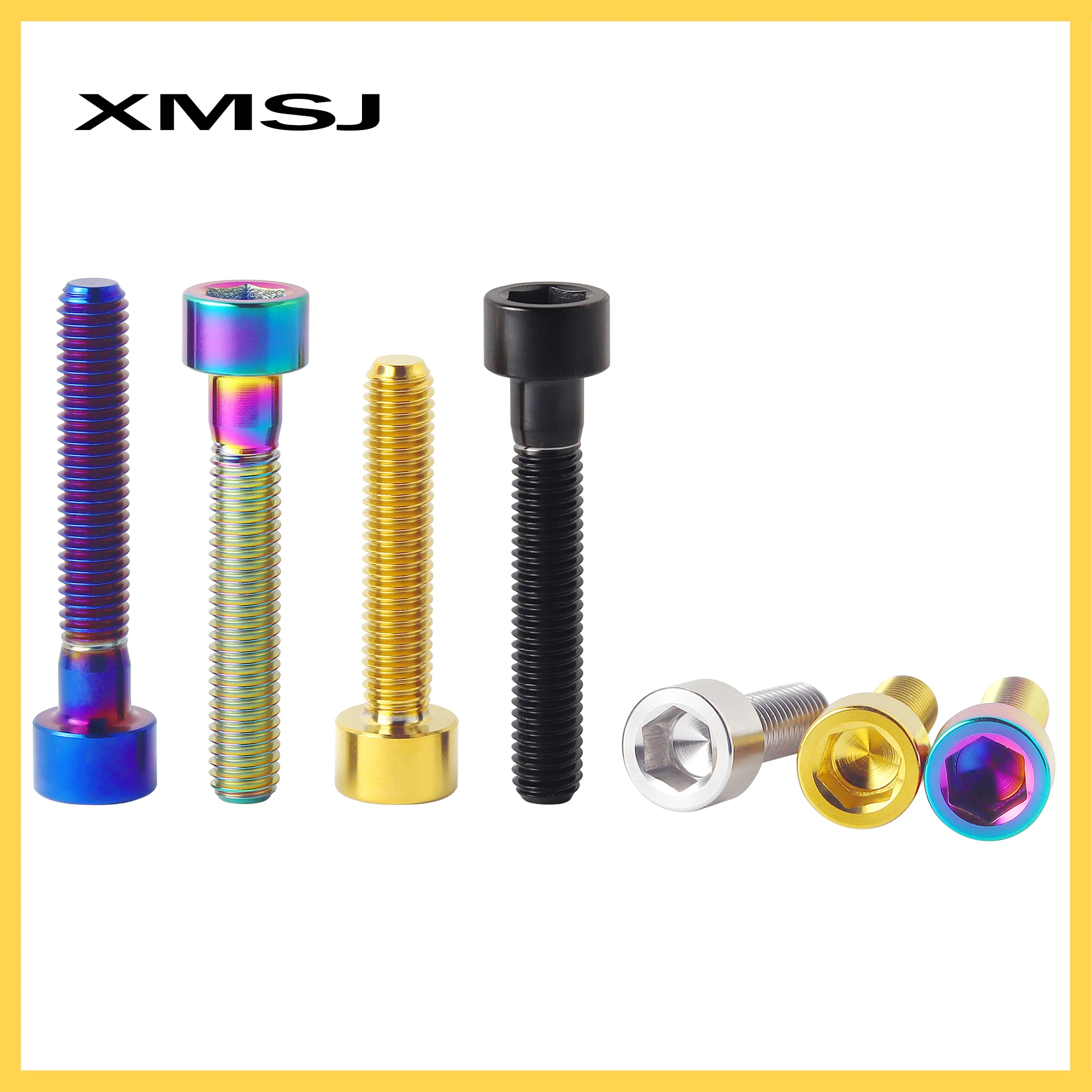 XMSJ Bicycle Stem Seatpost Saddle Fixed Bolts M5x10 15 18 20 25 30 35 40 45 50mm Allen Hex Head Hexagon Socket Titanium Screws