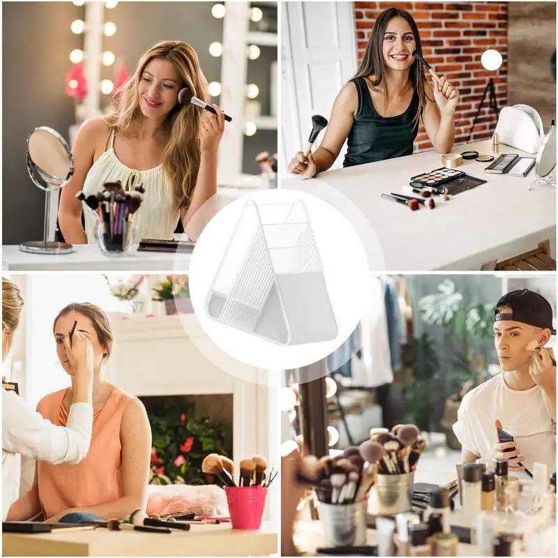 Multifuncional Maquiagem Brush Holder, Clear Triangle Organizer, Vertical Desktop Storage, Triângulo Papelaria