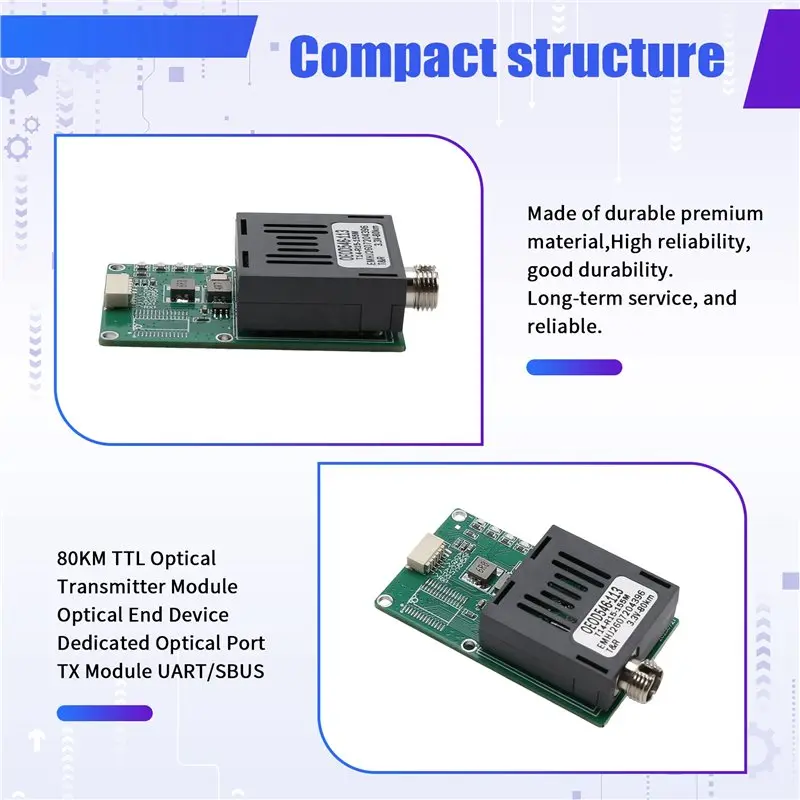 [B24B!】 TX Module UART/SBUS 80KM TTL Optical Transmitter Module Optical End Device Dedicated Optical Port