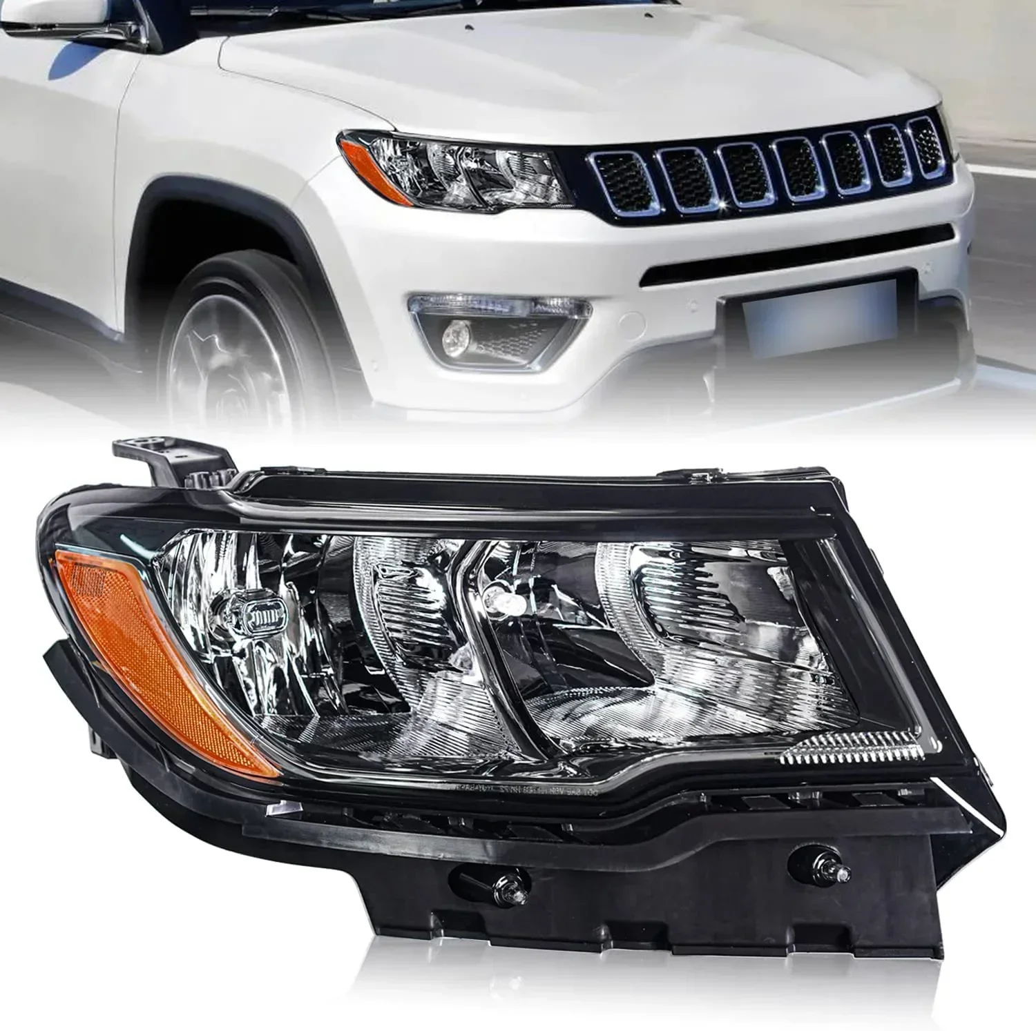 

Apollo Archaic Factory Price Head Lamp With DRL Headlight For 2017-2021 Compass OE Style Headlamp Replacement (Right Side)