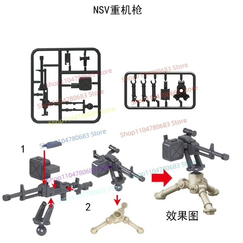 Building Blocks Ukraine Warrior Heavy Machine Gun Grenade Launcher Mini Figure Accessories Assembly Model Display Decor Toy Gift