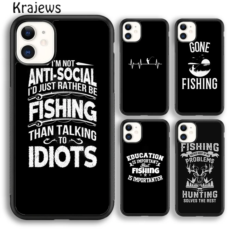 Krajews Fishing Pulse heart beat Phone Case Cover For iPhone 16 15 14 plus XS XR 11 12 mini 13 pro max coque Fundas