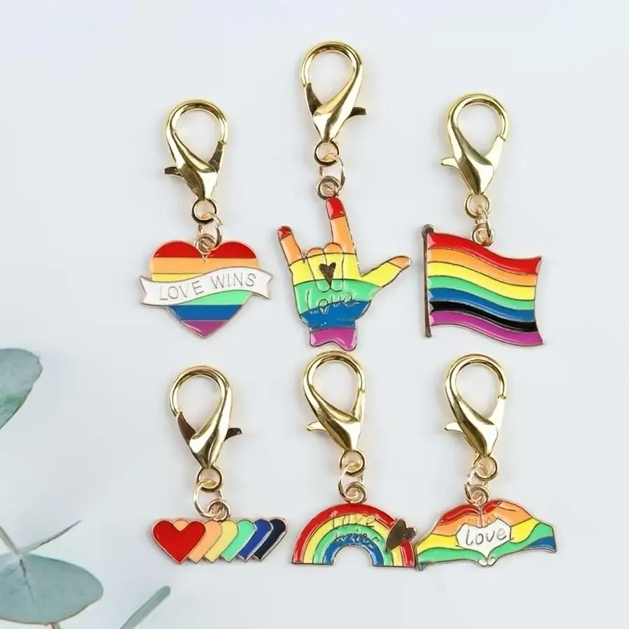 1/5/10/20/50/100pcs Gift for Her/Him: 6-Piece 'LOVE WINS' Set Rainbow + Celebration Keepsakes, Keychains Featuring Heart and Rai