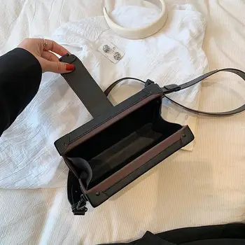 حقيبة يد أنيقة بتصميم صندوقي وإبزيم قفل، حقيبة كتف مربعة صغيرة للرجال، حقيبة كروسبودي من الجلد الصناعي، حقيبة هاتف محمول، حقيبة يد للجنسين 8 best sales حقيبة صندوقية - №7