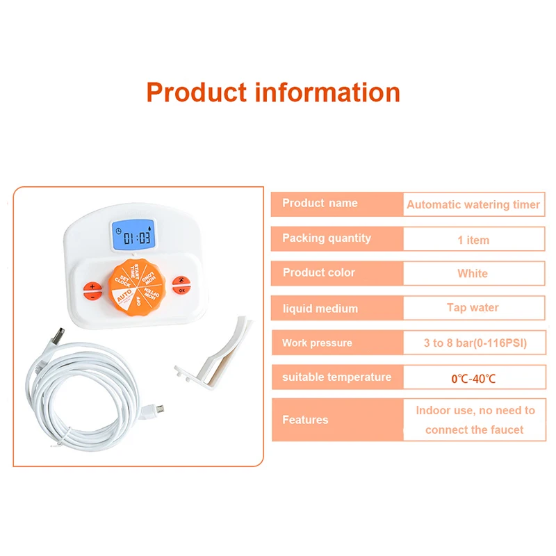 Programmable Watering Controller LCD Digital Display Automatic Watering Timer Indoor Plants Irrigation Systems