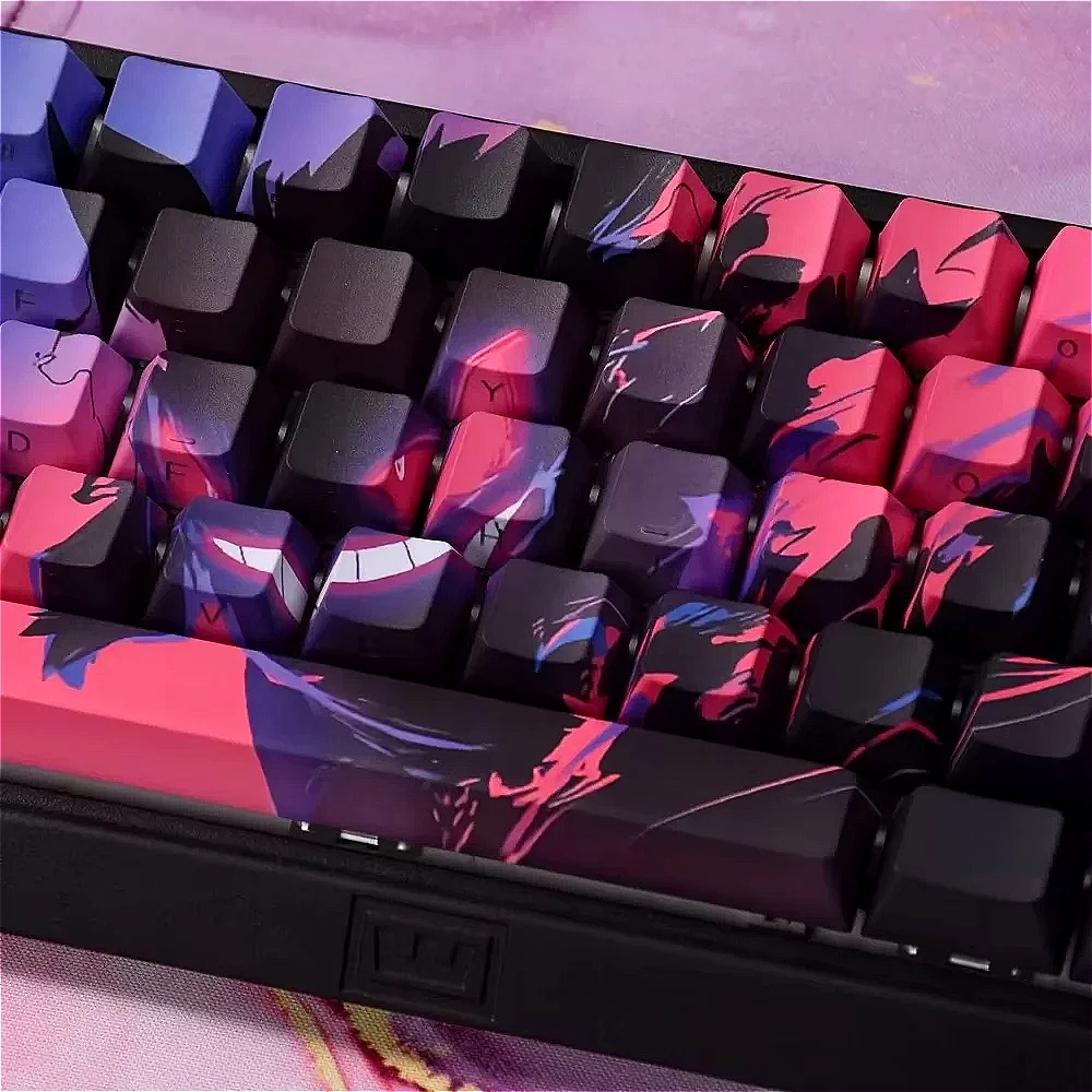 Anime Theme, Keyboard Keycap Set PBT Cherry 134 Keys, Personality, Black, Keycaps for 21/61/87/104/108 Mechanical Keyboard