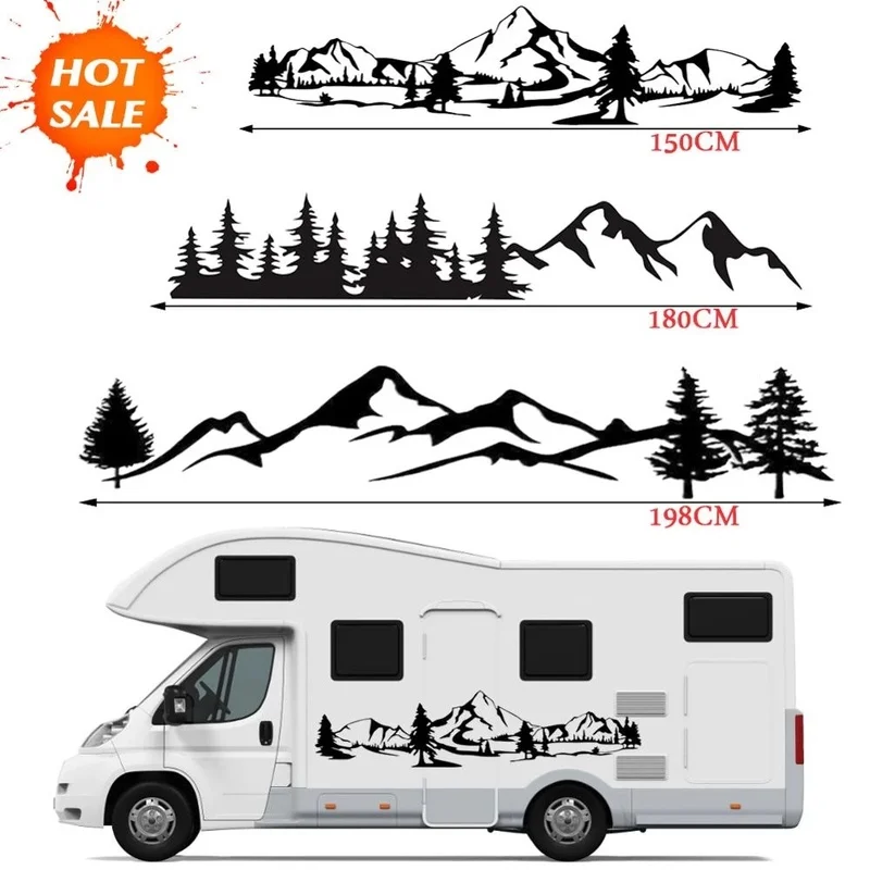 150cm RV Sticker Mountain & Tree Scene Car Sticker and Decals Forest Vinyl Graphic Kit for Camper RV Trailer Car Accessories