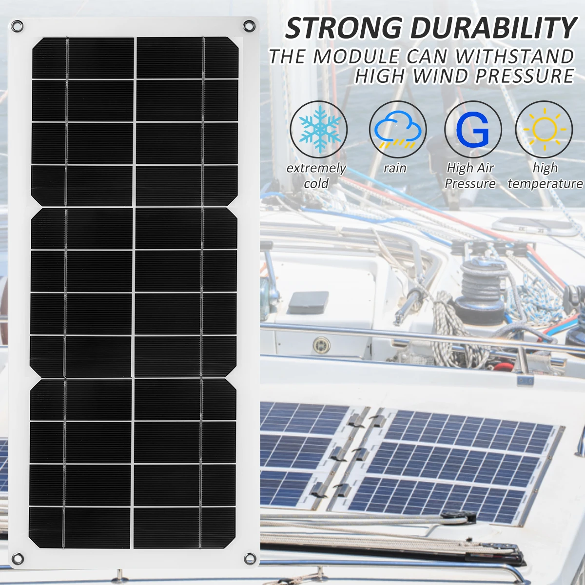 30W Solar Panel 12V Waterproof Solar Cell Portable Solar Charge Phone RV Car MP3 USB Charger Outdoor Battery Supply Suction Cups