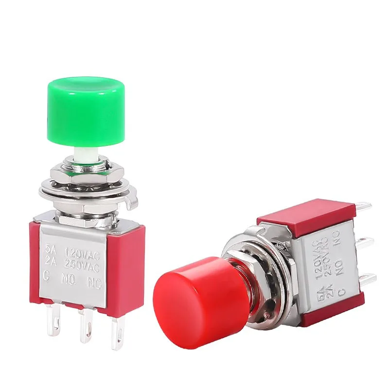 1PCS 3Pin C-NO-NC 6MM Mini Momentary Automatic Return Push Button Switch ON-(ON) 2A 250VAC/5A 120VAC