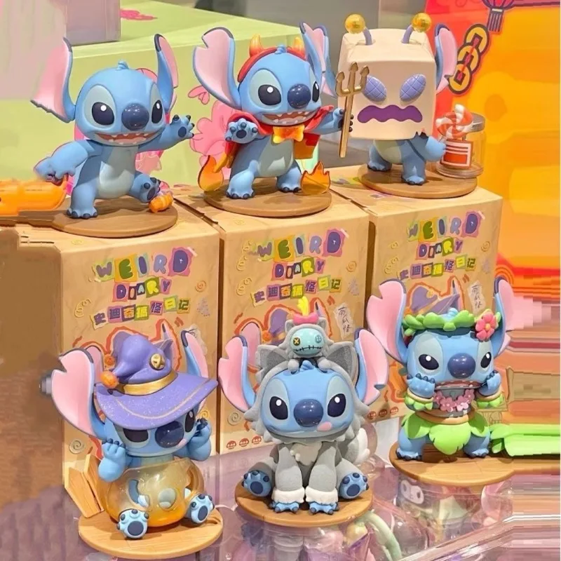 Figurines de dessin animé Disney Stitch Weird Diary, poupée créative et mignonne, modèle de Statue, boîte aveugle mystère, jouets cadeaux d'anniversaire pour filles