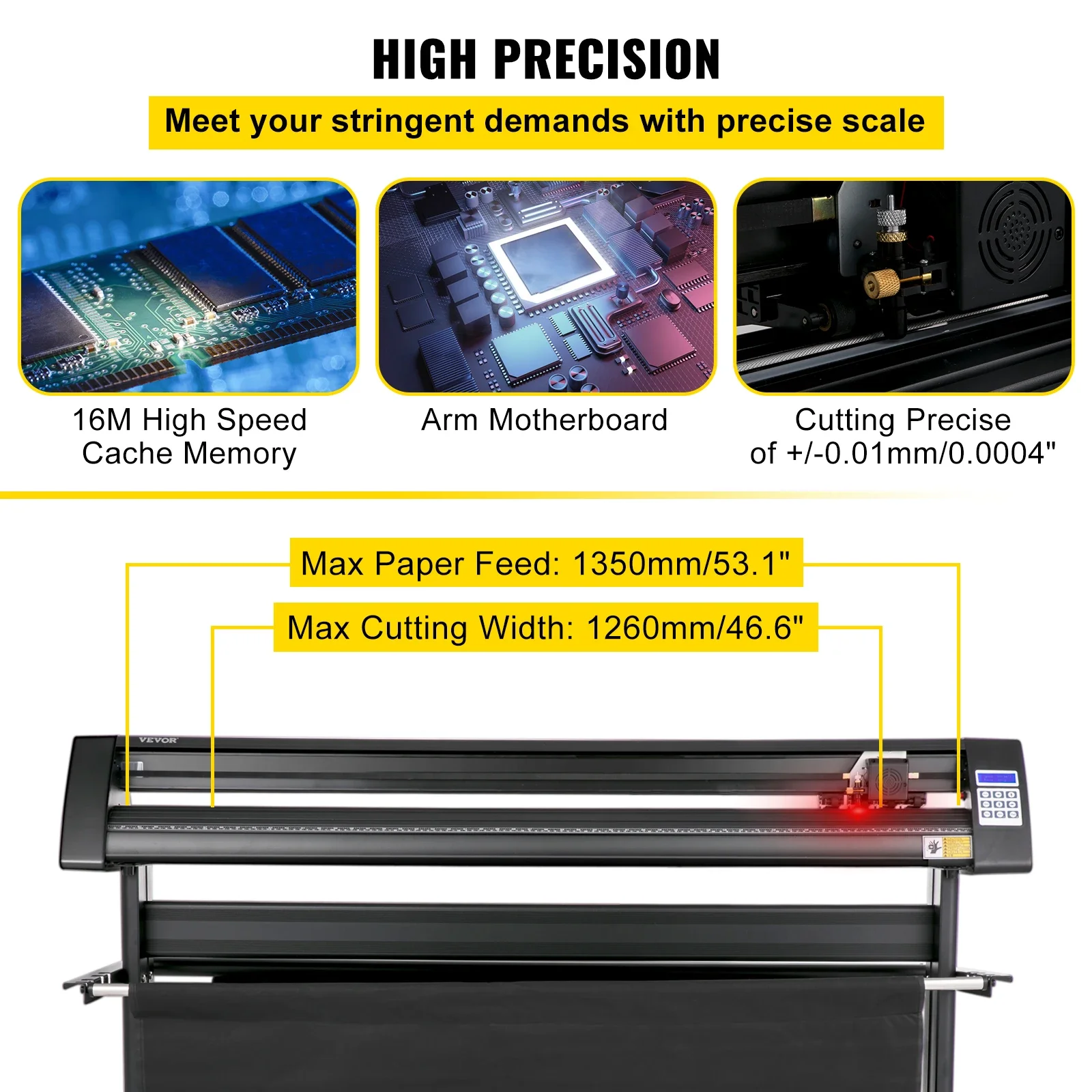 VEVOR Semi-Automatic Vinyl Cutter Plotter Machine 28/34/53 Inch Cutting Printer Floor Stand 3 Blades LCD Display Software Free