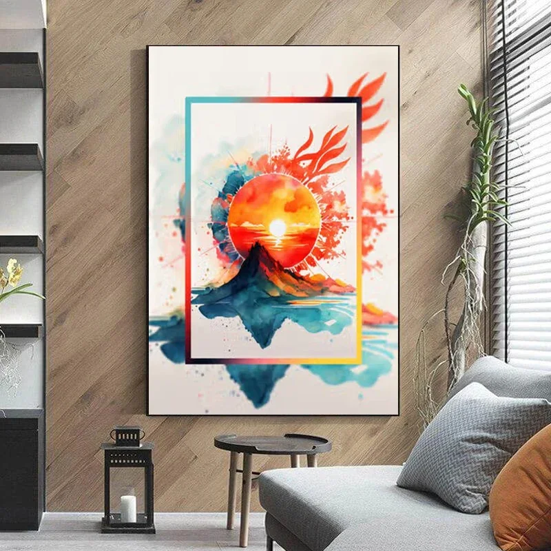 Abstract Sun Sky Clouds Posters Landscape Canvas Painting Wall Art Pictures for Living Room Bedroom Modern Decoration No Frame