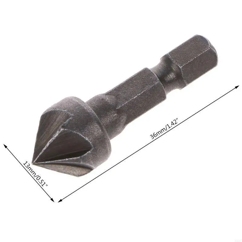 H58C Countersink Drill Bit Set 6 Fluted Countersink 1/4inch Hexagonal Handle Tool