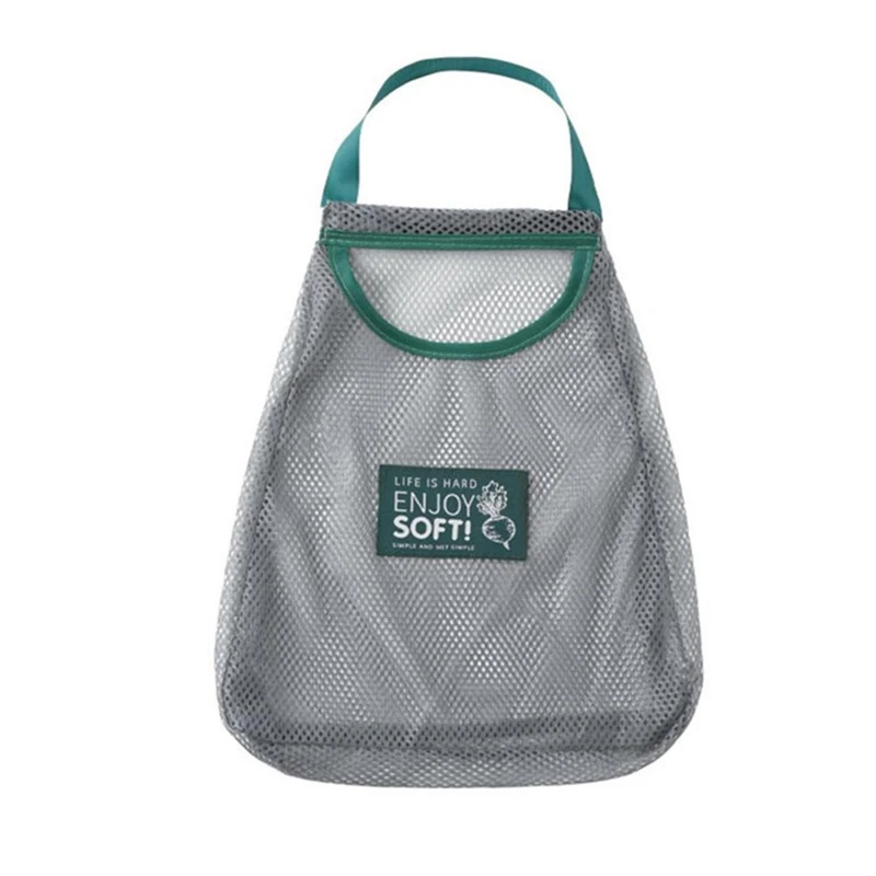 Kitchen Fruit Vegetable Storage Mesh Bag Wall-mounted Sundries Storage Bag Organize Portable Breathable Hanging Holder