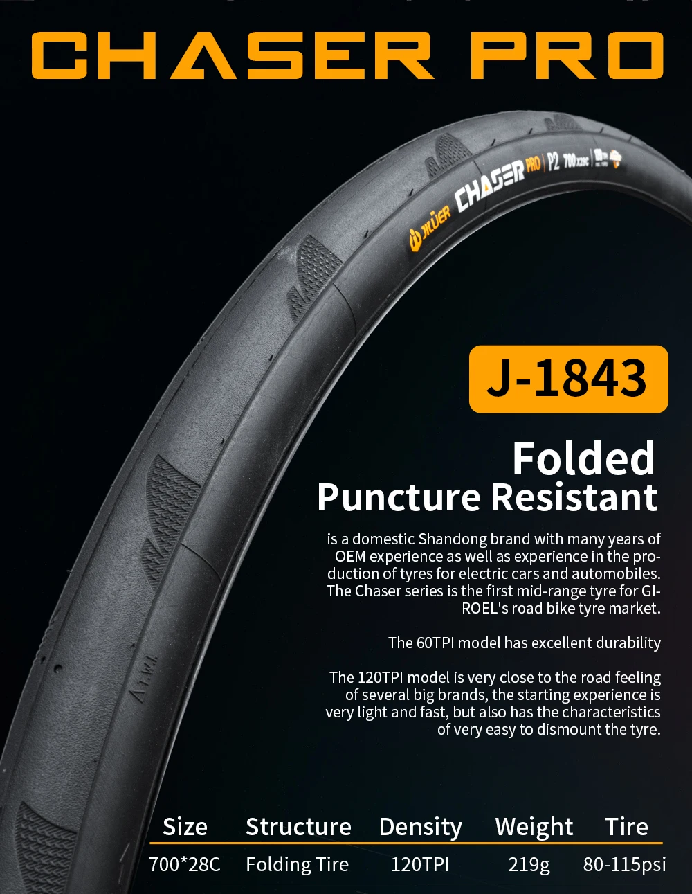 JILUER 700x28C faltbare Rennradreifen – ultraleichte Rennreifen, geringer Rollwiderstand, 120TPI für Geschwindigkeit und Leistung – Detail 3