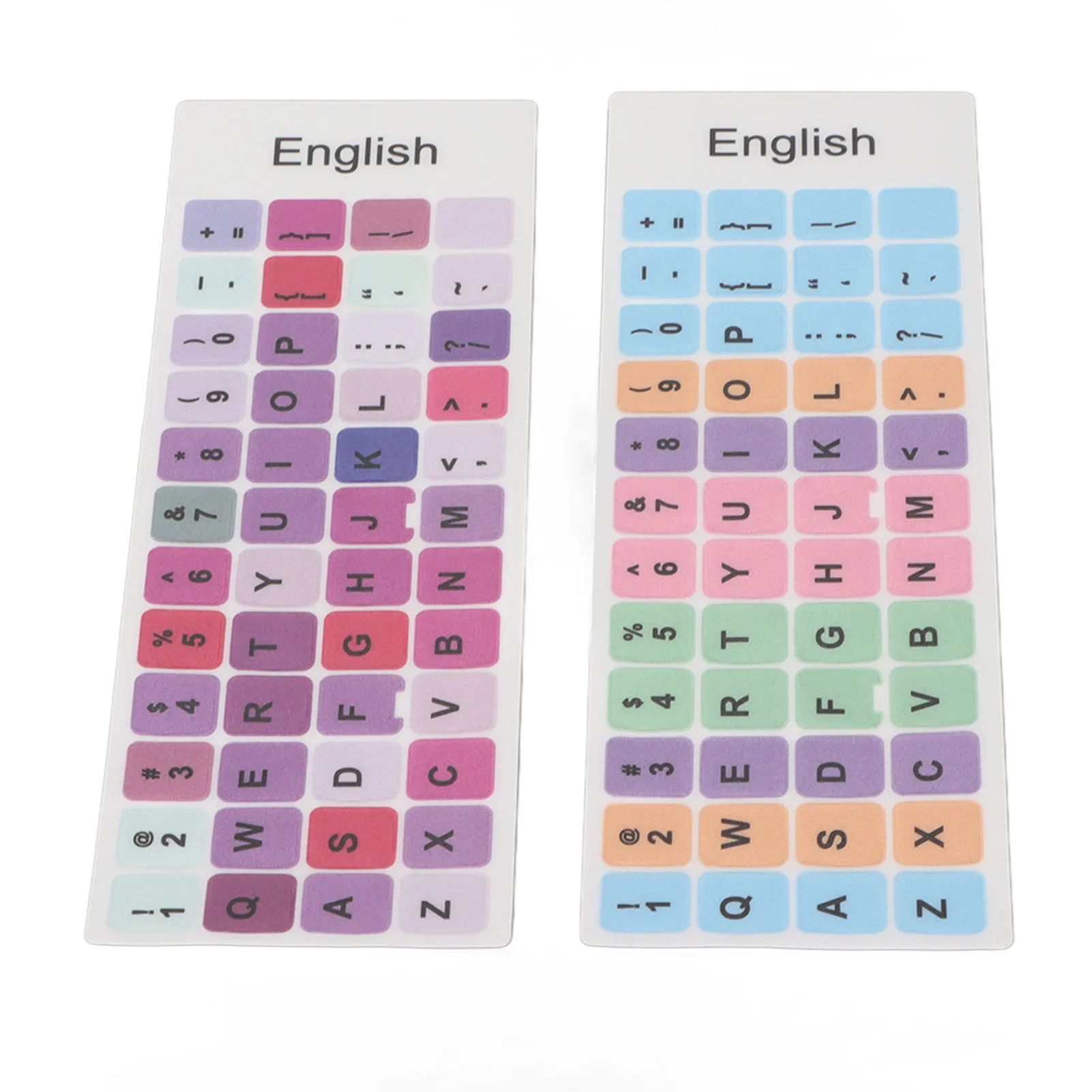 2pcs Keyboard Stickers Colorful English Language Dustproof Waterproof Coating PVC Material Computer Keycaps Stickers