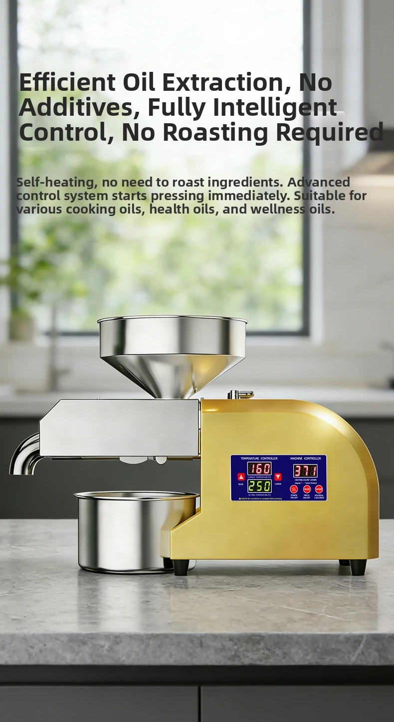 Z7 1200W Kommerzielle Ölpresse aus Edelstahl 304 - Automatisch für Erdnüsse/Sesam/Raps, Hocheffizient für den Haushalt – Detail 8