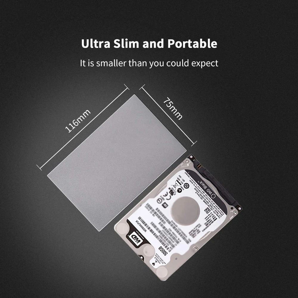 SSK Aluminium 2,5 Zoll Festplattengehäuse USB C 3.1 6 Gbit/s zu SATA Externer Festplattengehäuseadapter SATA HDD SSD mit UASP-kompatibel