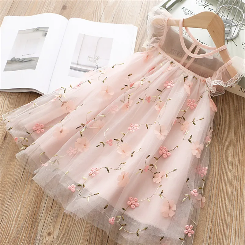 Summer Toddler Girl Princess Evening Dress  Sleeveless Kids Costume Baby Birthday Party Dress