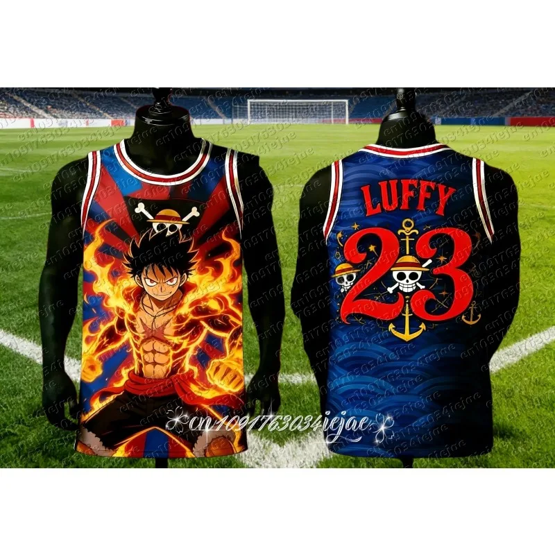 Nueva Camiseta de Baloncesto Edición Especial One Piece 2026, Chaleco de Baloncesto con Estampado 3D de Luffy para Adultos, Chaleco de Baloncesto Transpirable para Niños