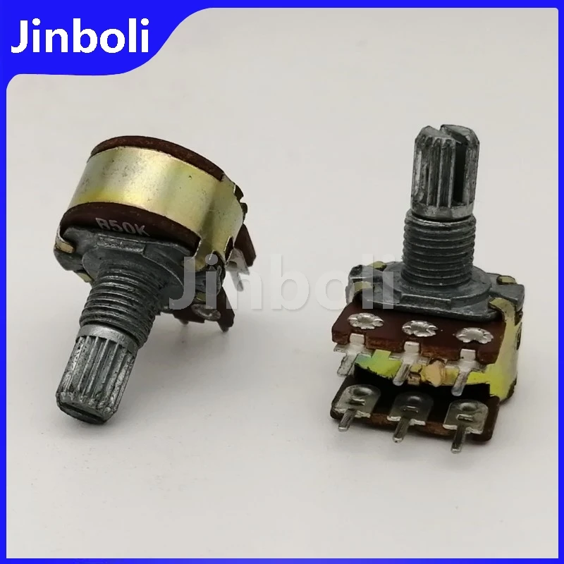 3PCS WTH148 16 Type B50K*2 6-Pin Dual Speaker Amplifier Audio Volume Potentiometer Flower Shaft Length 15mm