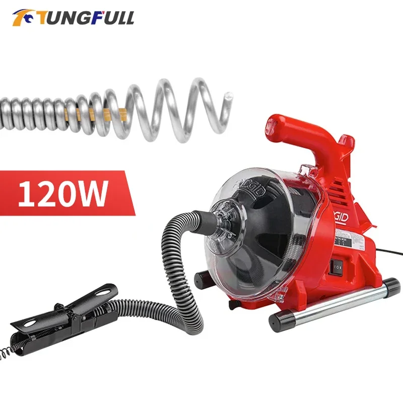 220V Electric Sewer Pipe Dredging Machine 20-50MM Cleaning Machine 120W Pipe Dredger Drain Cleaner for Toilet Kitchen