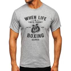 Men's Boxing Gym Printed Vintage T-shirt Sport 100% Cotton Classic Tees for Men Women Sportswear Tops