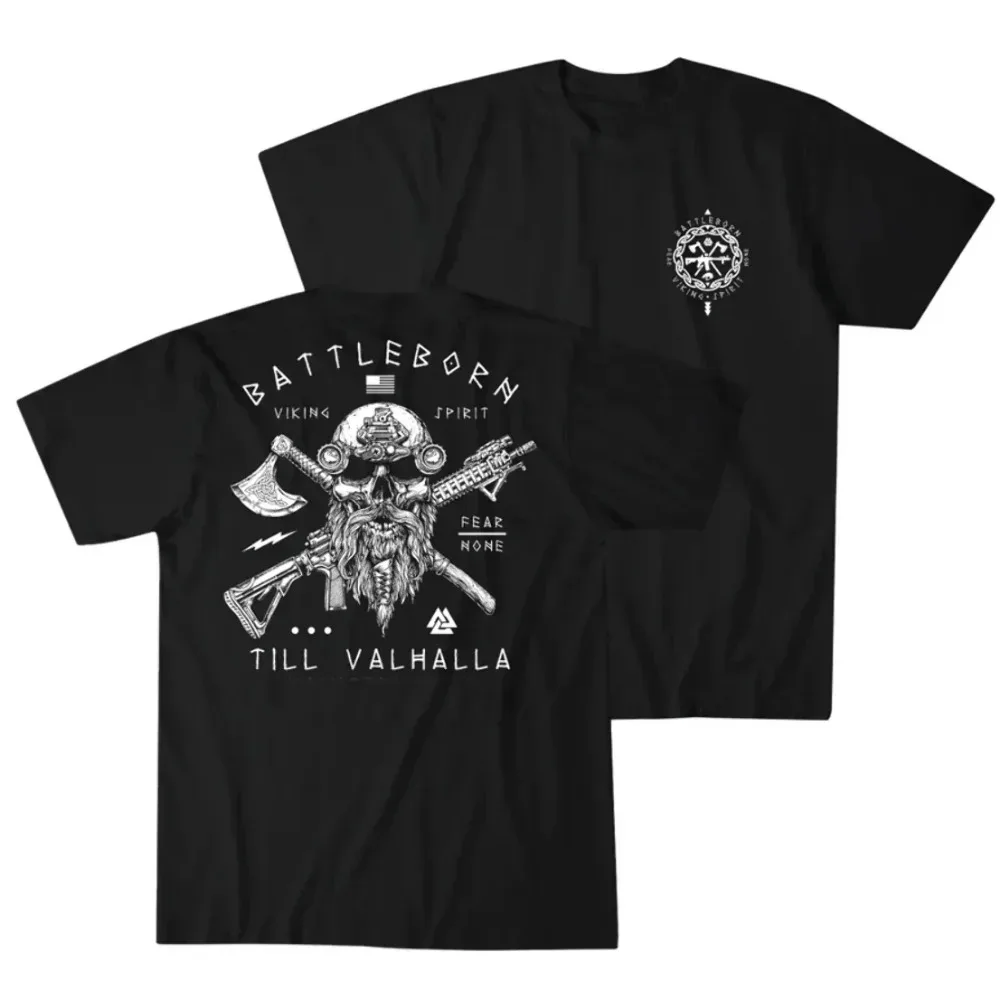 Til Valhalla Warrior Spirit Battleborn camiseta militar táctica de Grant para hombre, 100% algodón, cuello redondo, manga corta, informal