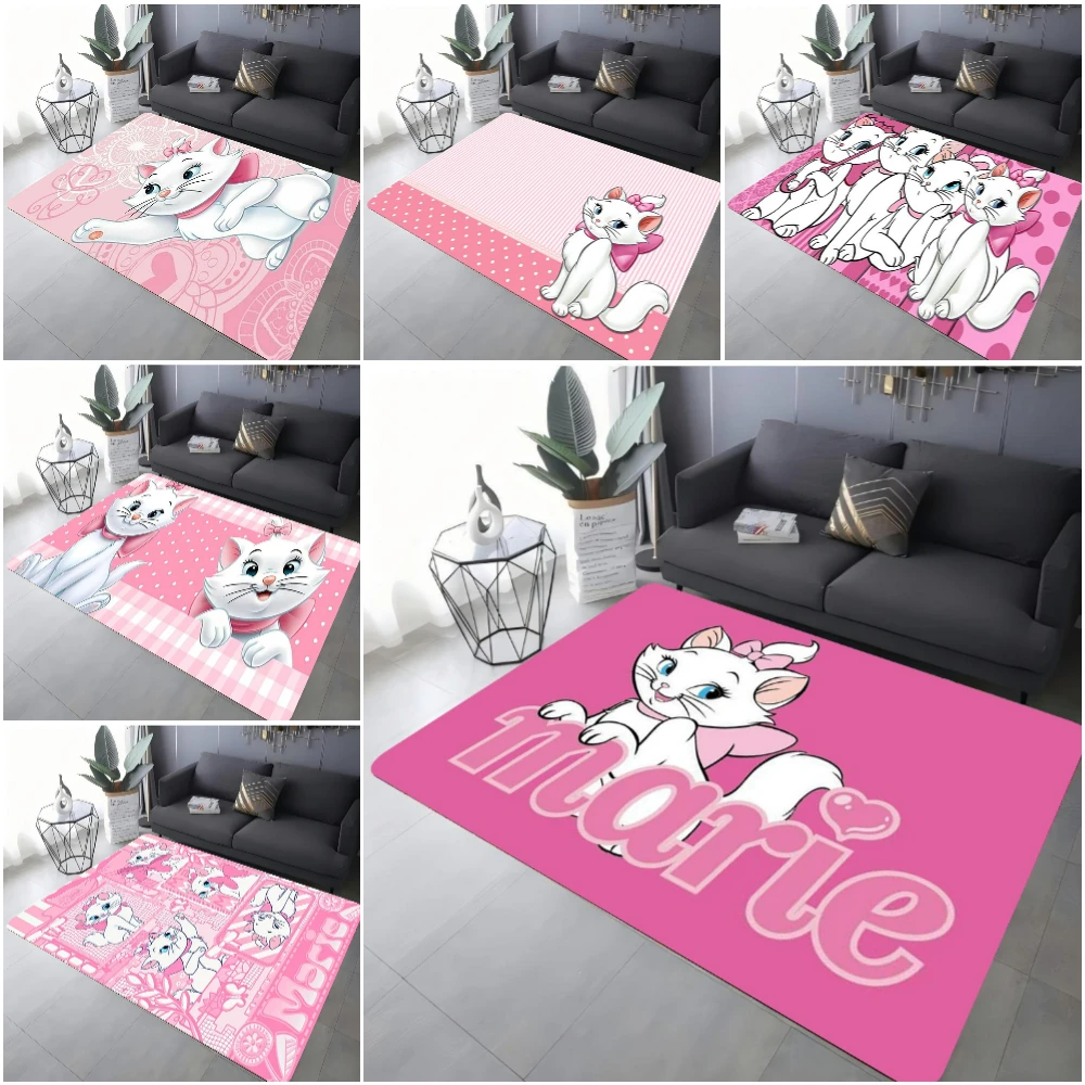 سجادة مينيسو ديزني الرائعة بتصميم قطة ماري لغرفة المعيشة بجانب السرير ومساحة المعيشة أرضية على شكل قطط وردي مرحة M