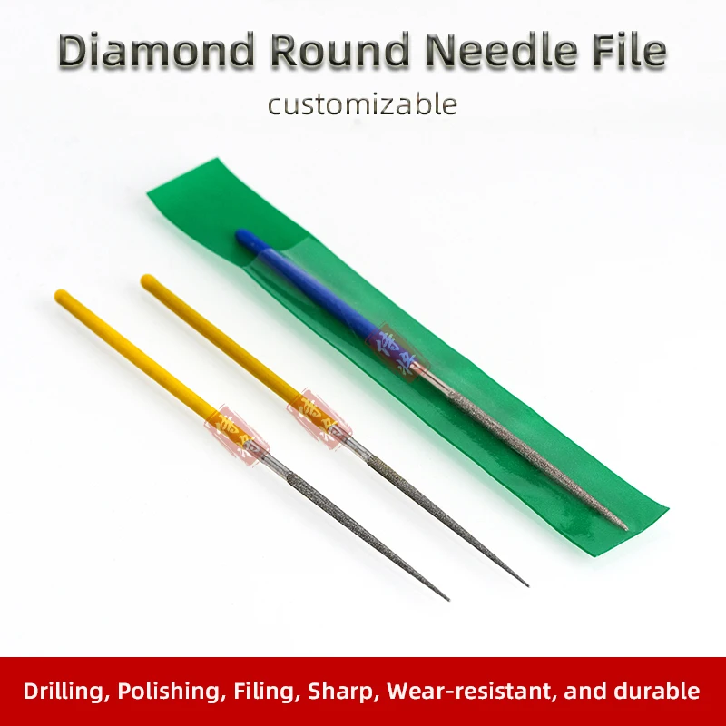 2*100 مللي متر الماس ملفات إبرة مستديرة صغيرة لطحن المعادن Jewely حجر الخشب إلخ أدوات يدوية سبيكة قابلة للتخصيص