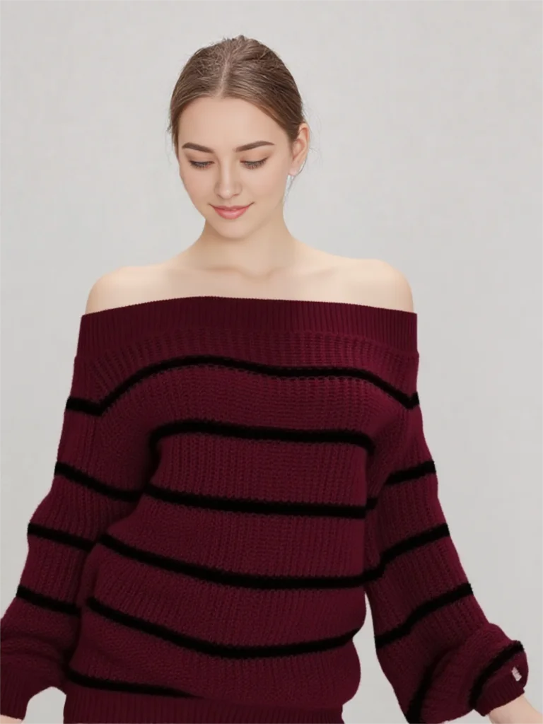 Damen-Pullover, schulterfrei, Herbst-Outfits, modisch, 2025, übergroßer Strickpullover, Fledermaus-Langarm, Häkelpullover, Kleidung