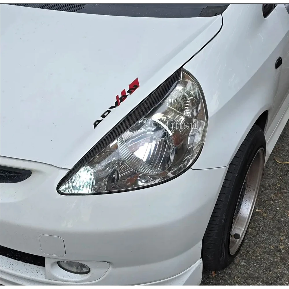 Real Carbon Fiber Headlights Decorative Sticker Eyebrows for Honda FIT JAZZ 2001 - 2008 Front Lamp Cover Eyelids Car Accessories view 6