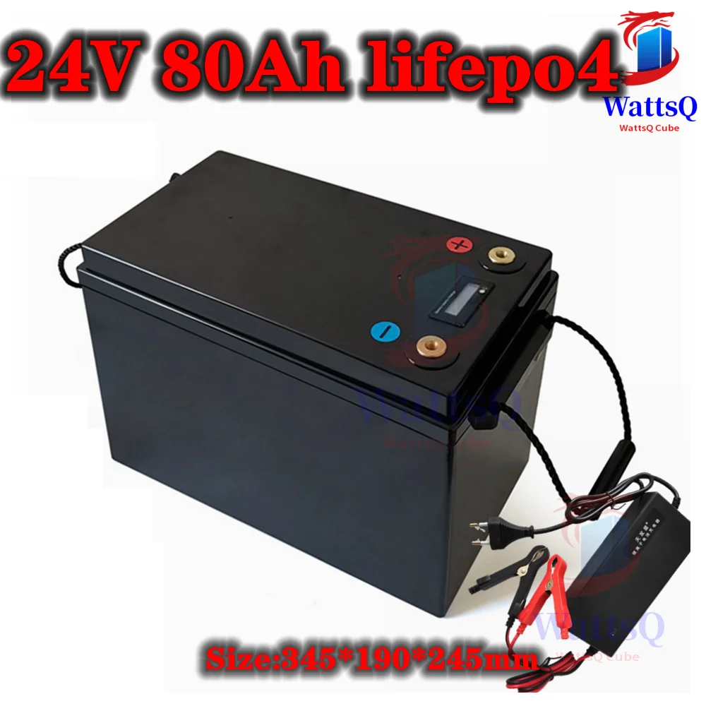 Lifepo4 24v 80AH lithium battery bluetooth BMS APP for 2500W 3000W inverter bike RV AGV Solar energy storage + 10A charger