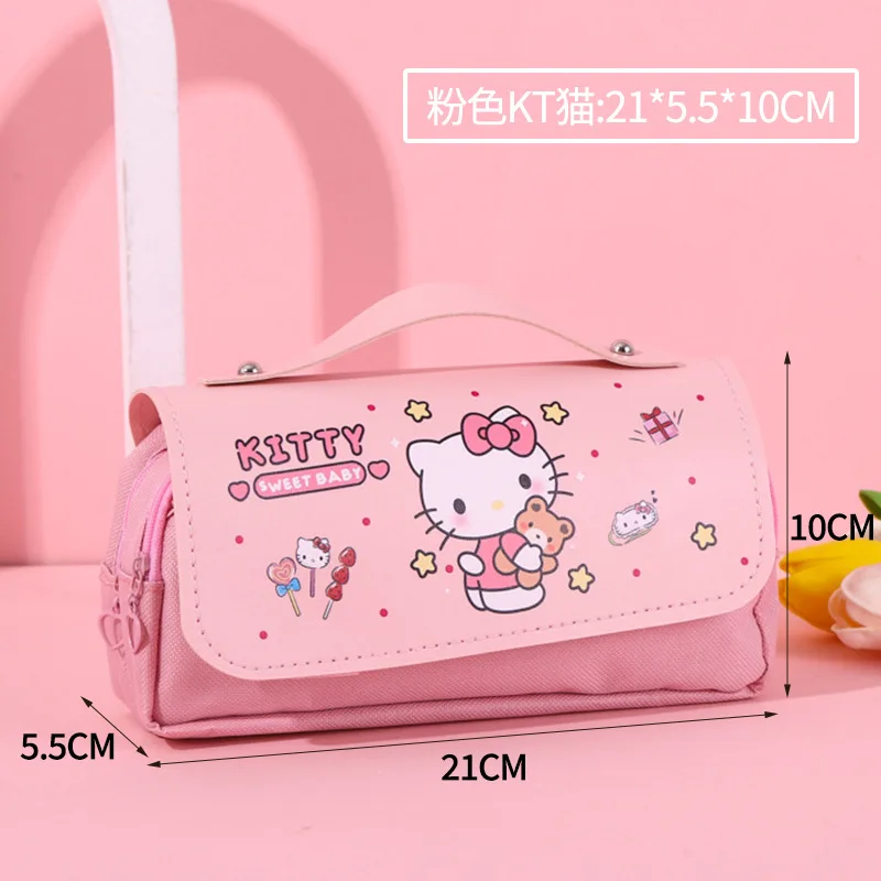 ثلاثية الأبعاد Kawaii مرحبا كيتي مقلمة الكرتون Kuromi الضغط حقيبة أقلام رصاص لطيف مقاوم للماء اللوازم المدرسية القرطاسية حقيبة التخزين #5