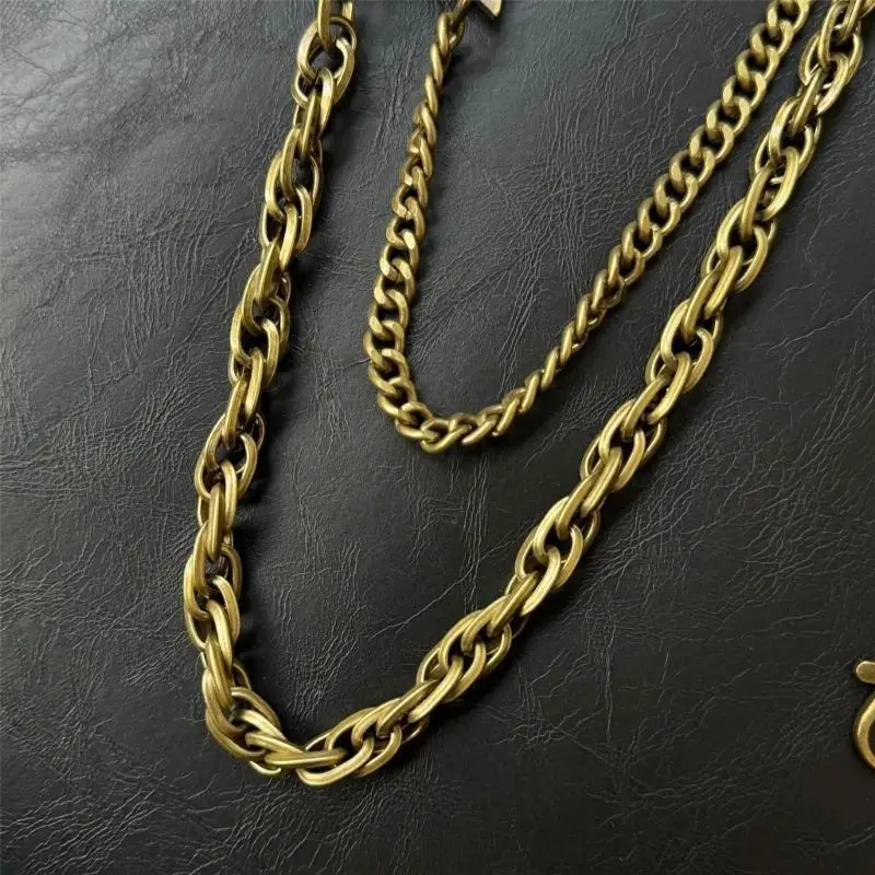 31BB Doppelschichter Bronzehosenkette Robus Bronze Doppelkettenschmuck mit Spinnenmotiven für Freizeit- und Party -Kleidung