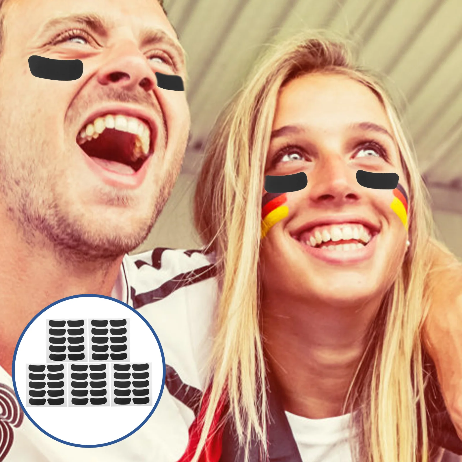 

50pcs Eye Strips Fans Accessories Face Sports Fan Stickers Erasable Writable Decals Multi-Function Cheering Stickers For Sports