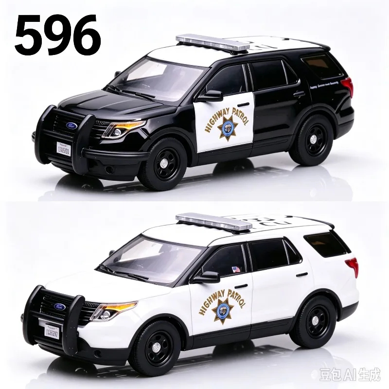 596 1:64 Ford Explorer CHP California Highway White Bear Coating US Police Alloy Car Model,Popular styles,gift for boys.
