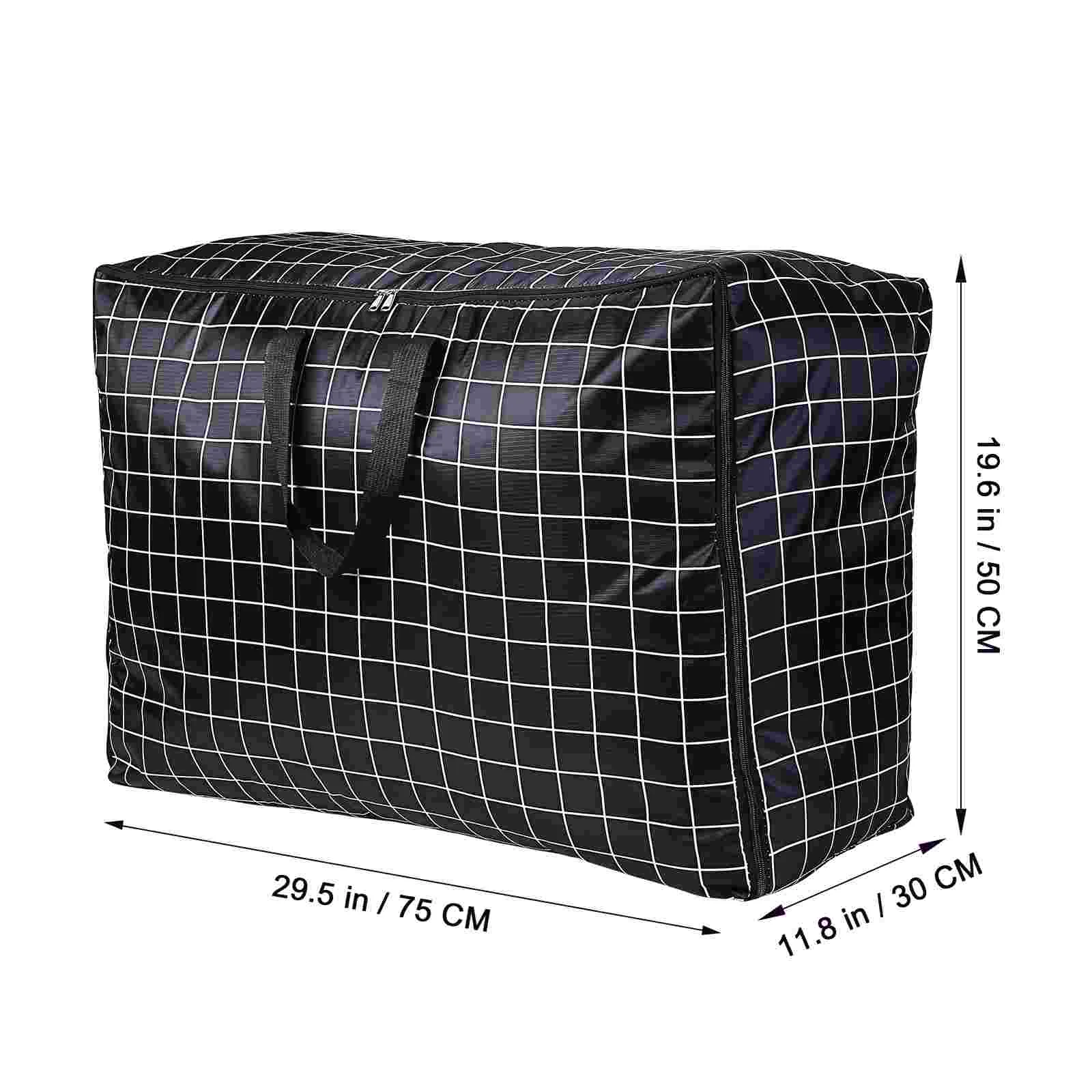 Sacs de rangement robustes en tissu Oxford, 2 pièces, 75x50x30cm, sac mobile de grande capacité à rayures noires et blanches pour couvertures, vêtements de literie