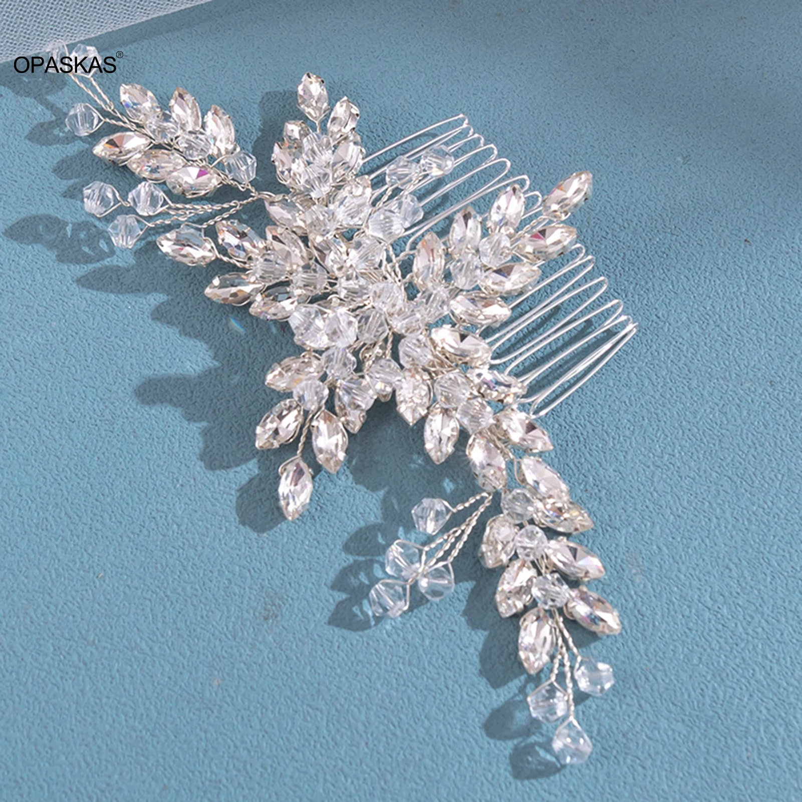 Błyszczący kryształowy grzebień do włosów ślubne akcesoria do włosów Rhinestone spinki do włosów nakrycie głowy nakrycie głowy różowy/srebrny kolor Barrettes biżuteria — zdjęcie 5