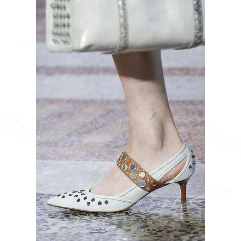 Orange Corduroy Crystal Rivets Pointed Toe Pumps Buckle Strap Women Shoes Thin High Heels Party Runway 2026 Zapatos Para Mujere view 2