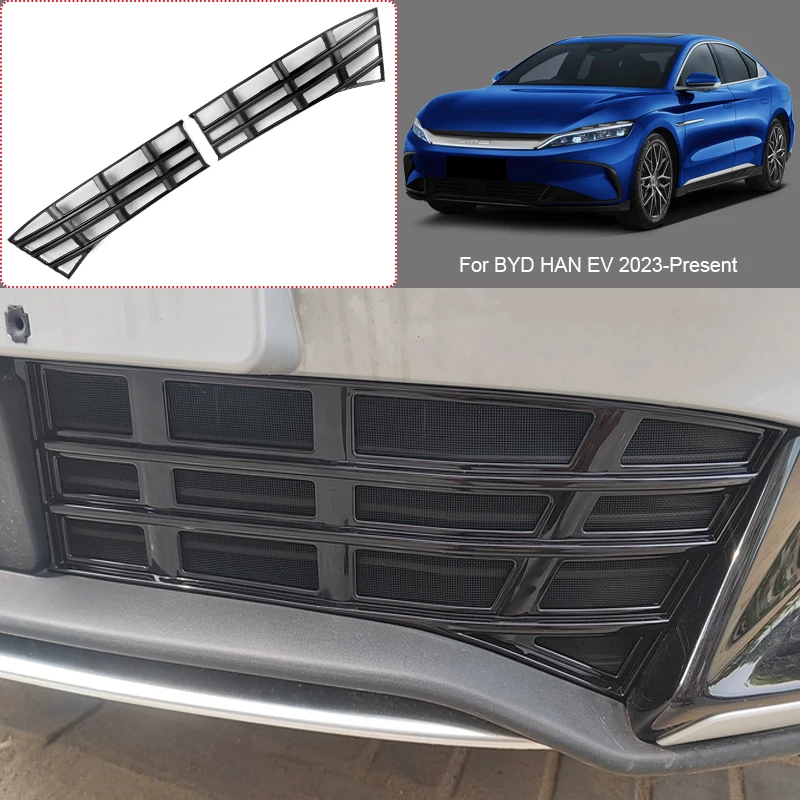 Car Modify Front Buckle Insect Proof Net For BYD HAN EV 2023-Present Auto Front Bumper Center Intake Grille Cover Accessory