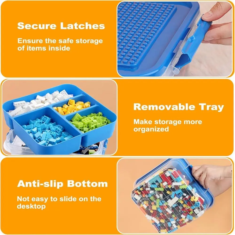 Stackable Building Blocks Storage Box Dustproof Transparent Children's Organizer Multi-Compartment Building Base