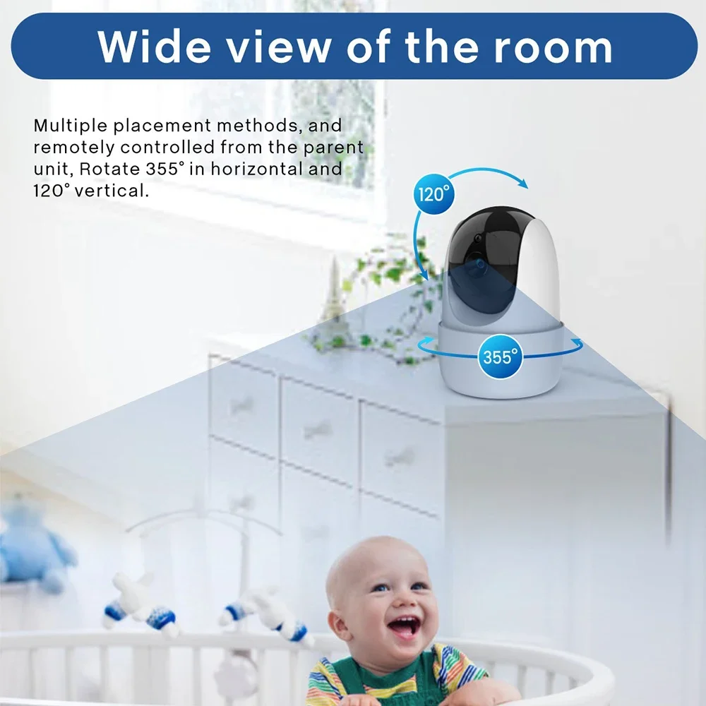 SM651 Dedicated Camera Wireless Baby Monitor PTZ Camera 4X Zoom Two Way Intercom Temperature Sensor Lullaby Baby Nanny Camera