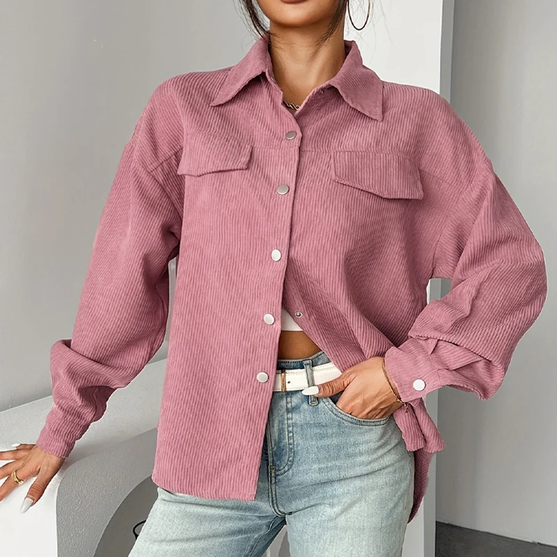 

Plus Size Autumn Women's Coat Shirt Button Down Shirts Long Sleeve Dress Shirt Textured Lapel Blouse Casual Female Tops Jackets