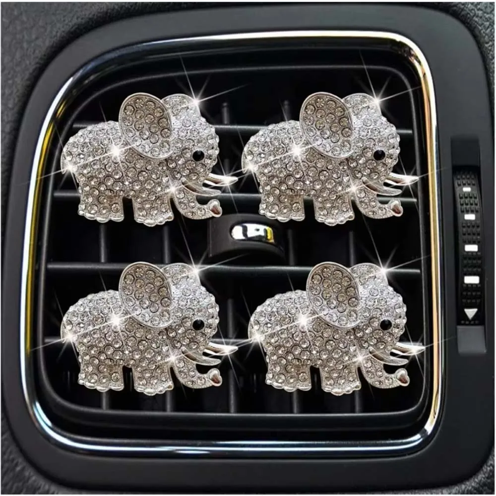 

2 Piece Crystal Elephant Car Air Freshener Vent Clip Car Diffuser Rhinestone Diamond Owl Car Decoration Car Interior Bling Women