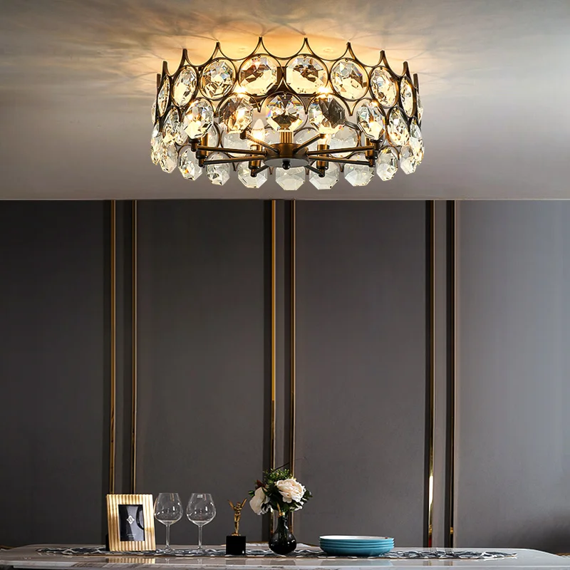 Designer Golden Led Chandelier Round Crystal Ceiling Chandelier Modern Fashion Living Room Bedroom Hotel Lobby Lamp