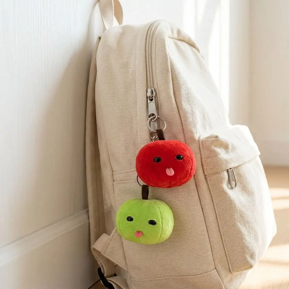 Abstract Green Red Fruit Keychain Soft Funny Creative Keyring Cute Tongue Sticking Backpack Pendant