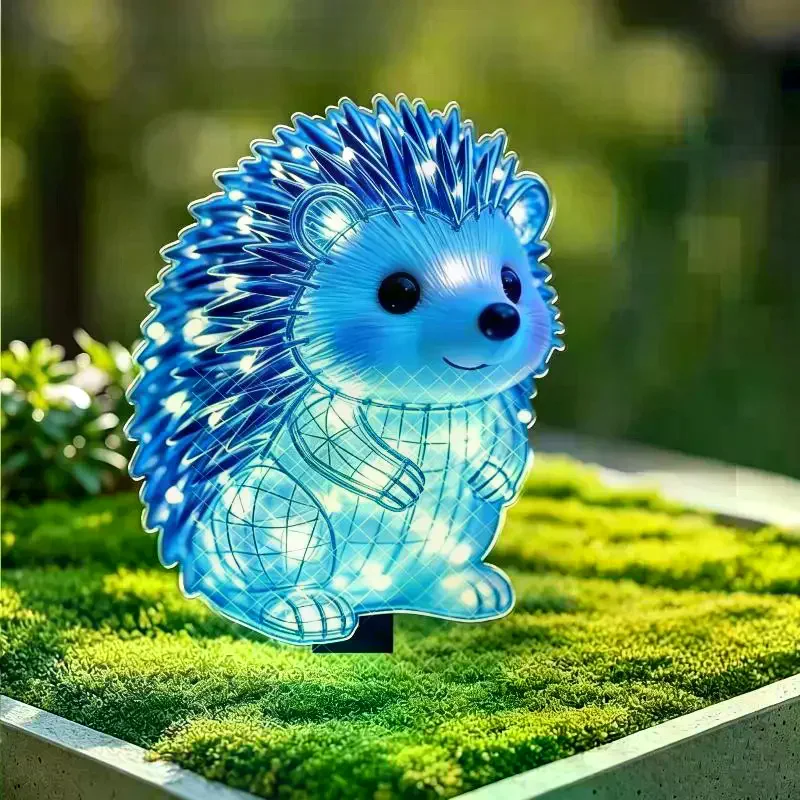2D Waterproof Solar Powered Hedgehog Garden Stake Lights With Bright LED For Yard Lawn Patio Outdoor Decoration